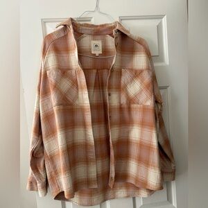 Universal Thread Tan and Cream Plaid Shirt
